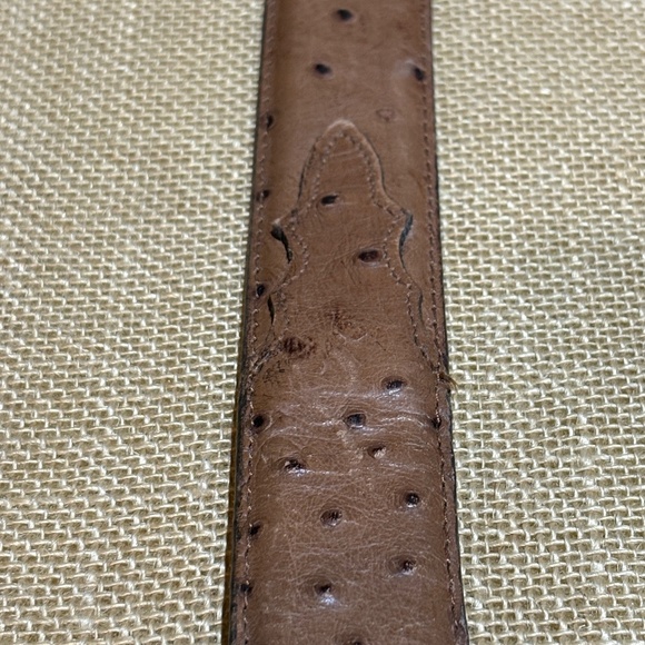 NWOT Mens Gift Ostrich Print Leather Belt + Western Buckle Sz 38 Y1025 USA 1 ⅜ - Picture 6 of 10